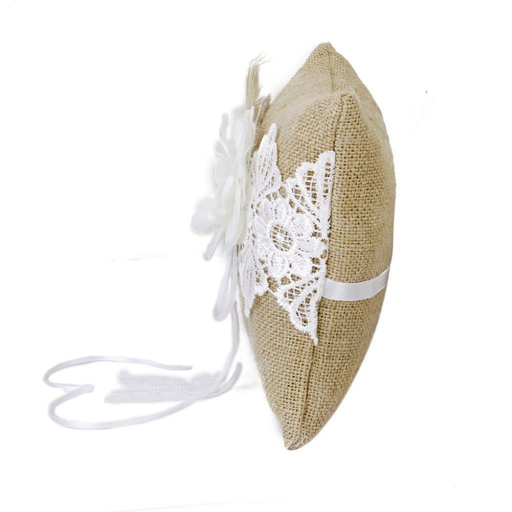 Ring Bearer Pillow - Bantal Cincin Pernikahan Jute 20x20cm Coklat