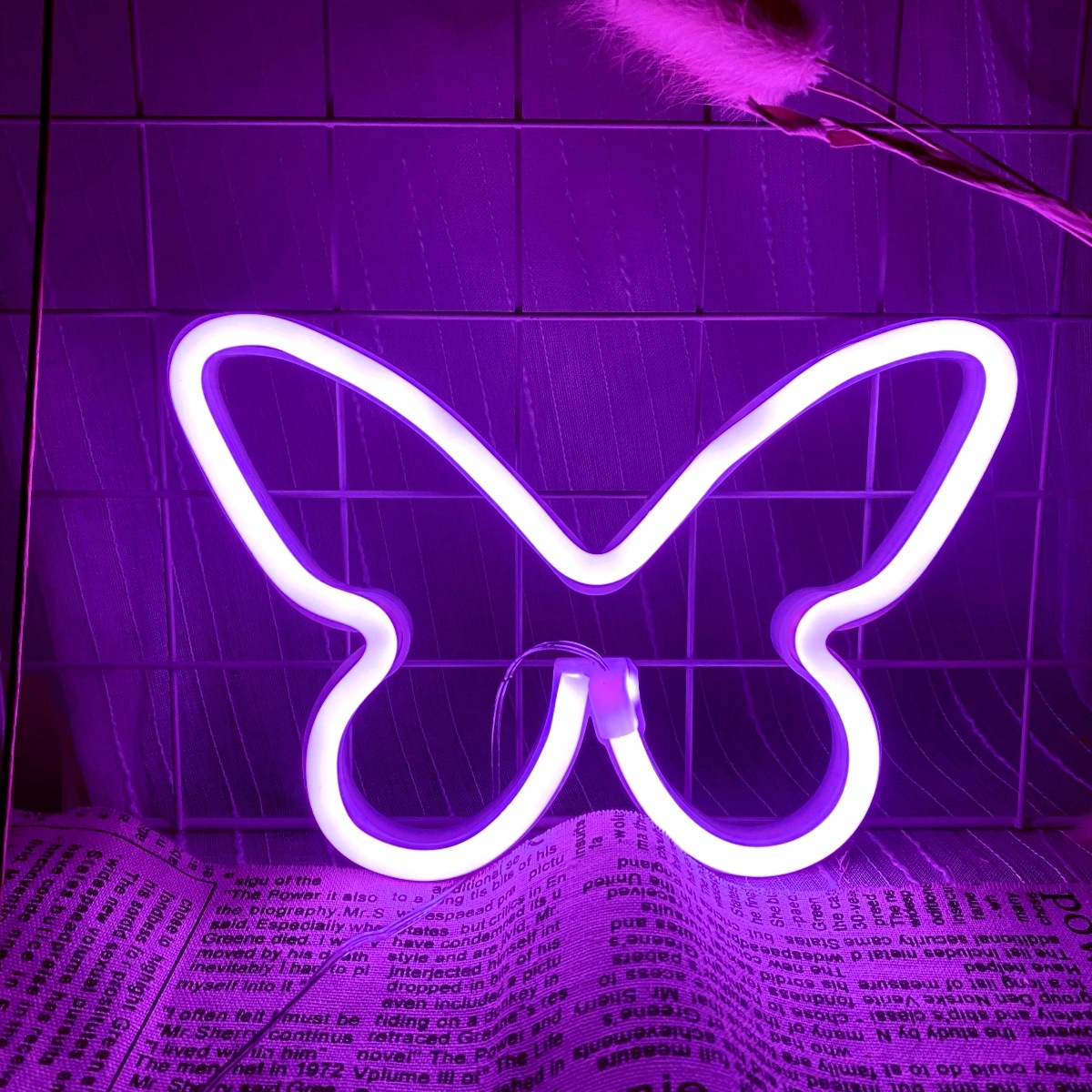Wedding Power Supply - Lampu neon kupu-kupu LED, dekorasi dinding