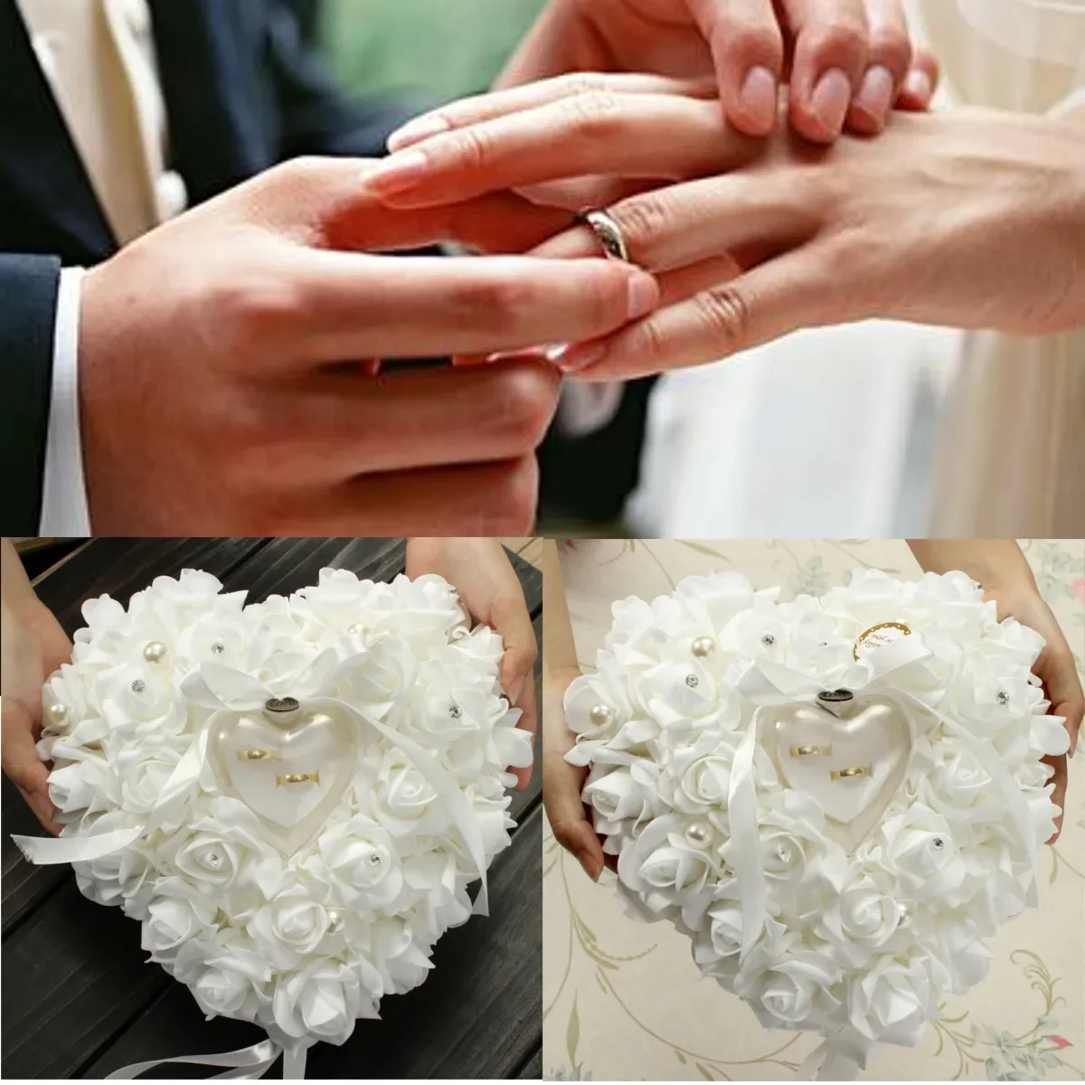 Ring Bearer Pillow - Tempat Bantal Pembawa Cincin Putih Bentuk