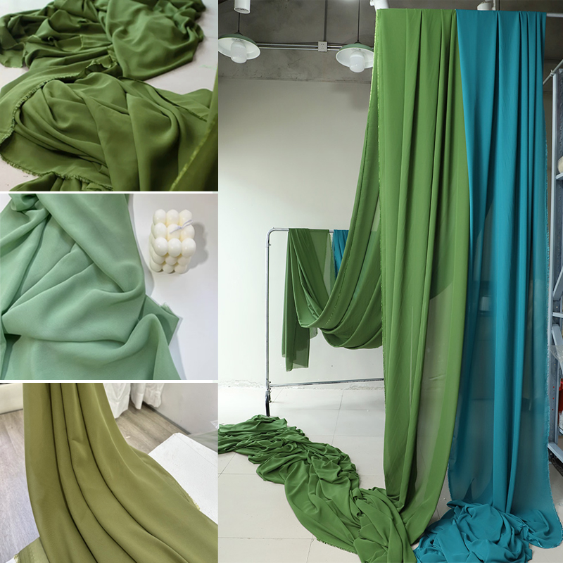 Wedding Backdrop Curtain - Kain sifon hijau alpukat zaitun dekorasi