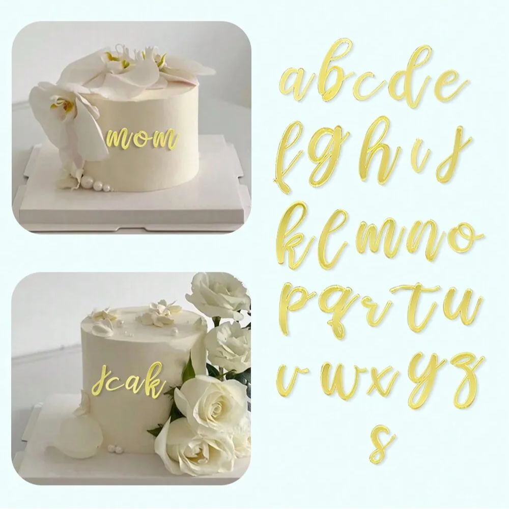 Wedding Z - 1set A-Z akrilik cermin emas, hiasan