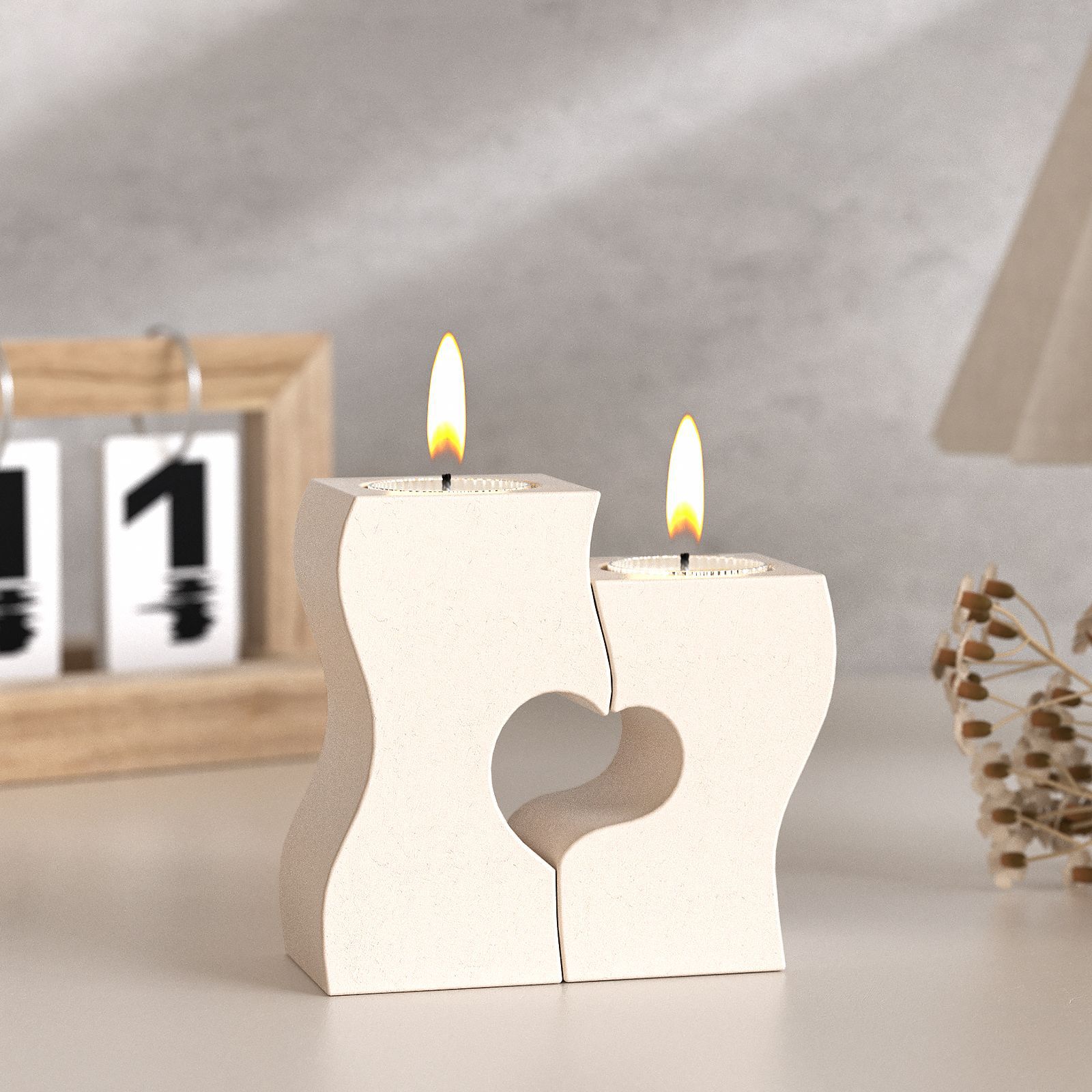 Unity Candle Set - S Cetakan Silikon Lilin Hati DIY