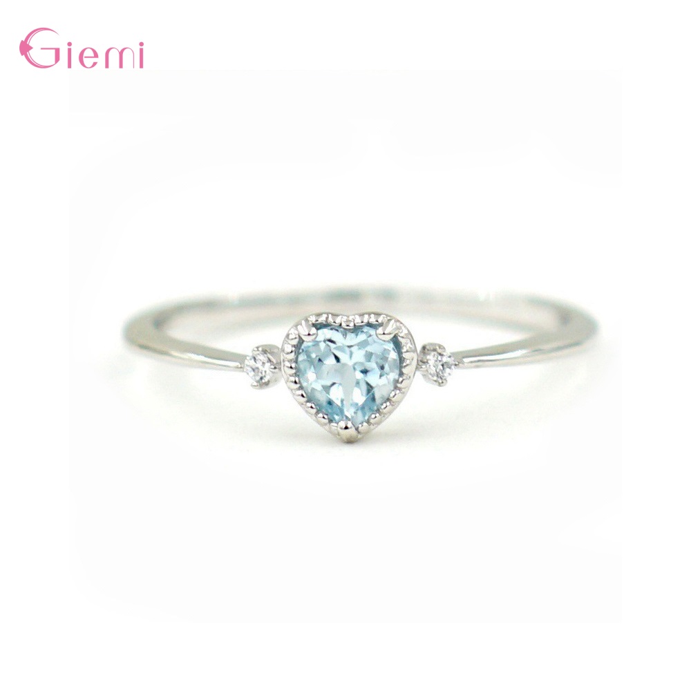 Wedding Z - Cincin Pernikahan Zirkon Kubik Biru Perak
