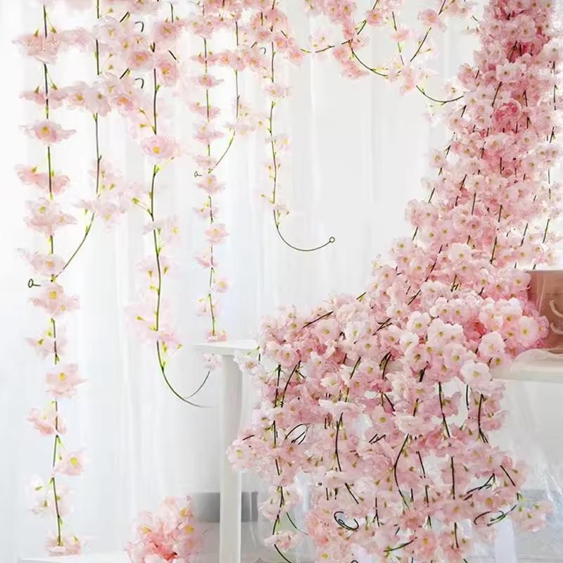 Wedding Arch Flower - 180cm Bunga Sakura Buatan, Untaian Bunga