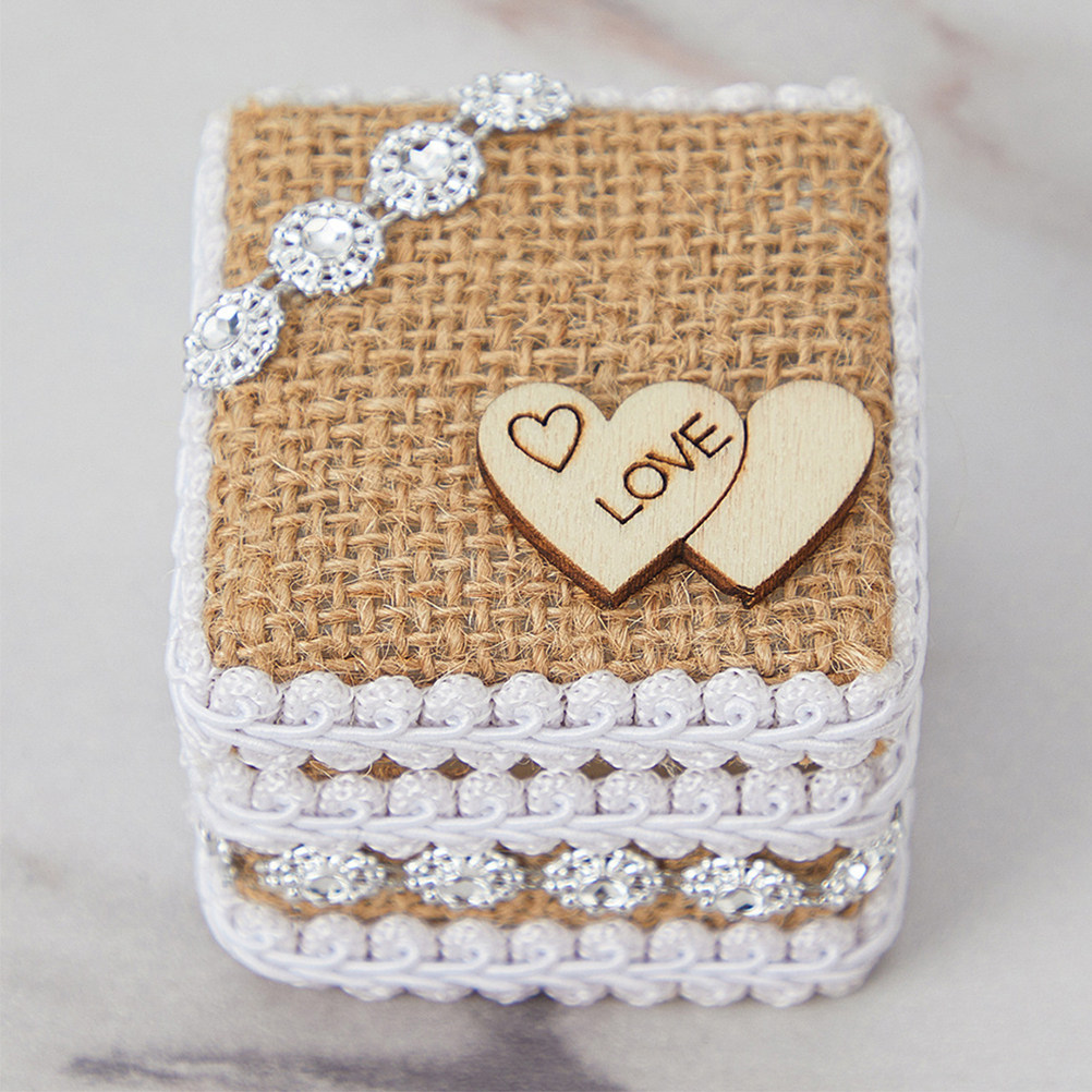 Ring Bearer Pillow - Kotak Cincin Pernikahan Rustic Kecil, Anyaman