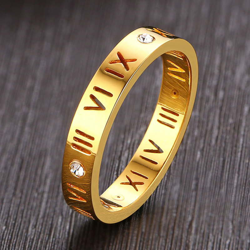 Wedding Z - Cincin angka Romawi berongga baja tahan