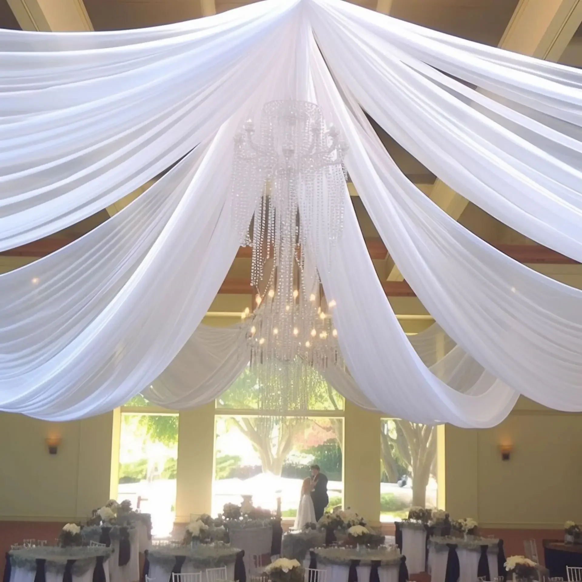 Tirai langit-langit gaun perni - Wedding Backdrop Curtain ulasan dan harga