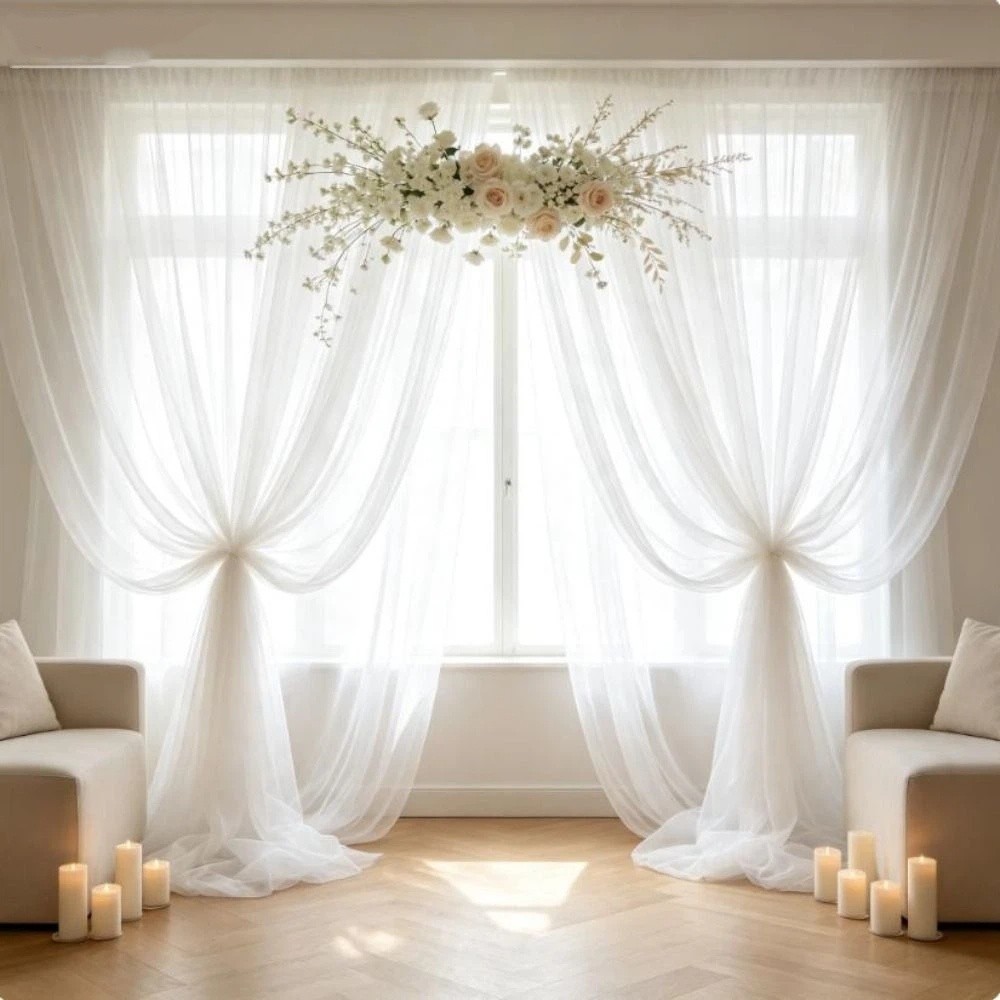 Tirai Tulle Transparan Dekoras - Wedding Backdrop Curtain ulasan dan harga